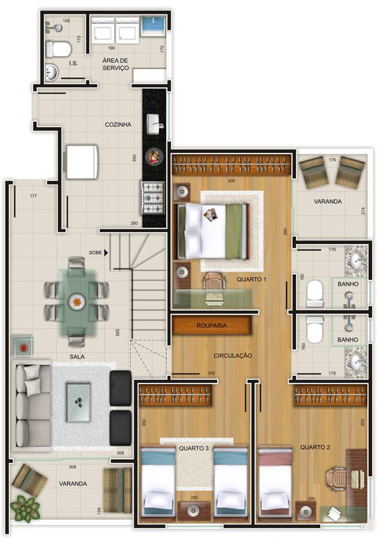 Cobertura, Jaraguá, 3 Quartos, 4 Vagas, 1 Suíte
