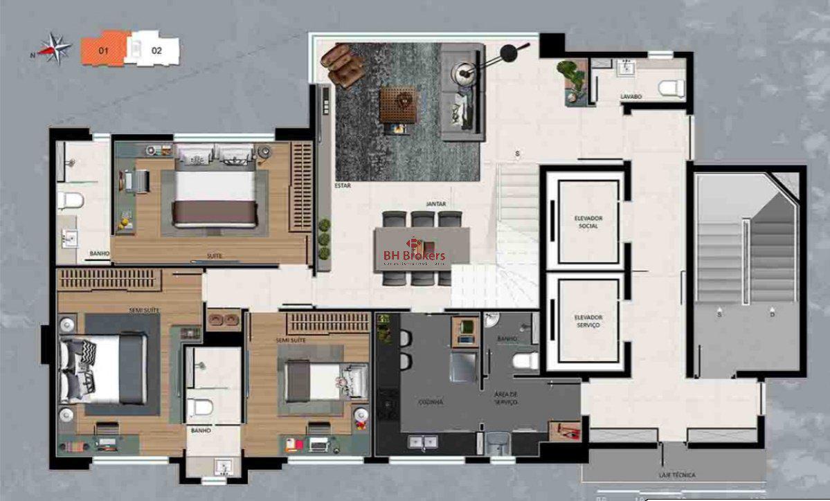 Apartamento, Funcionários, 3 Quartos, 3 Vagas, 2 Suítes