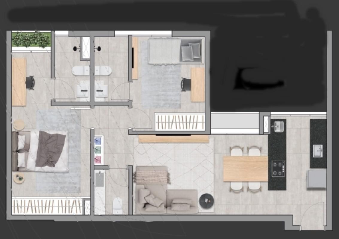 Apartamento, Grajaú, 2 Quartos, 0 Vaga, 2 Suítes