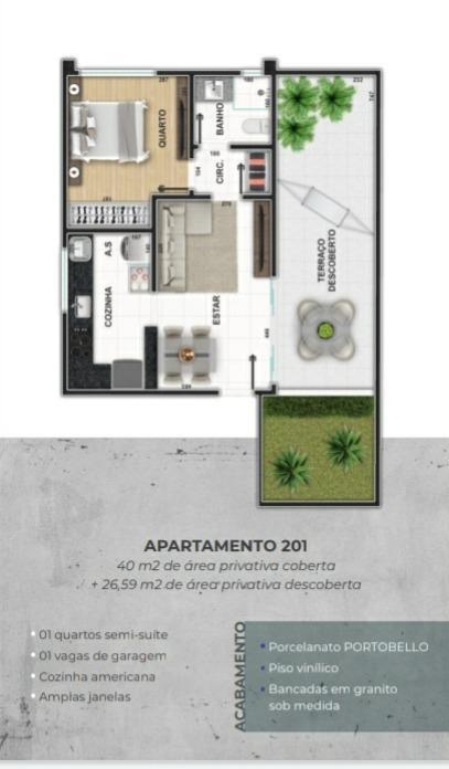 Apartamento, Serra, 1 Quarto, 1 Vaga