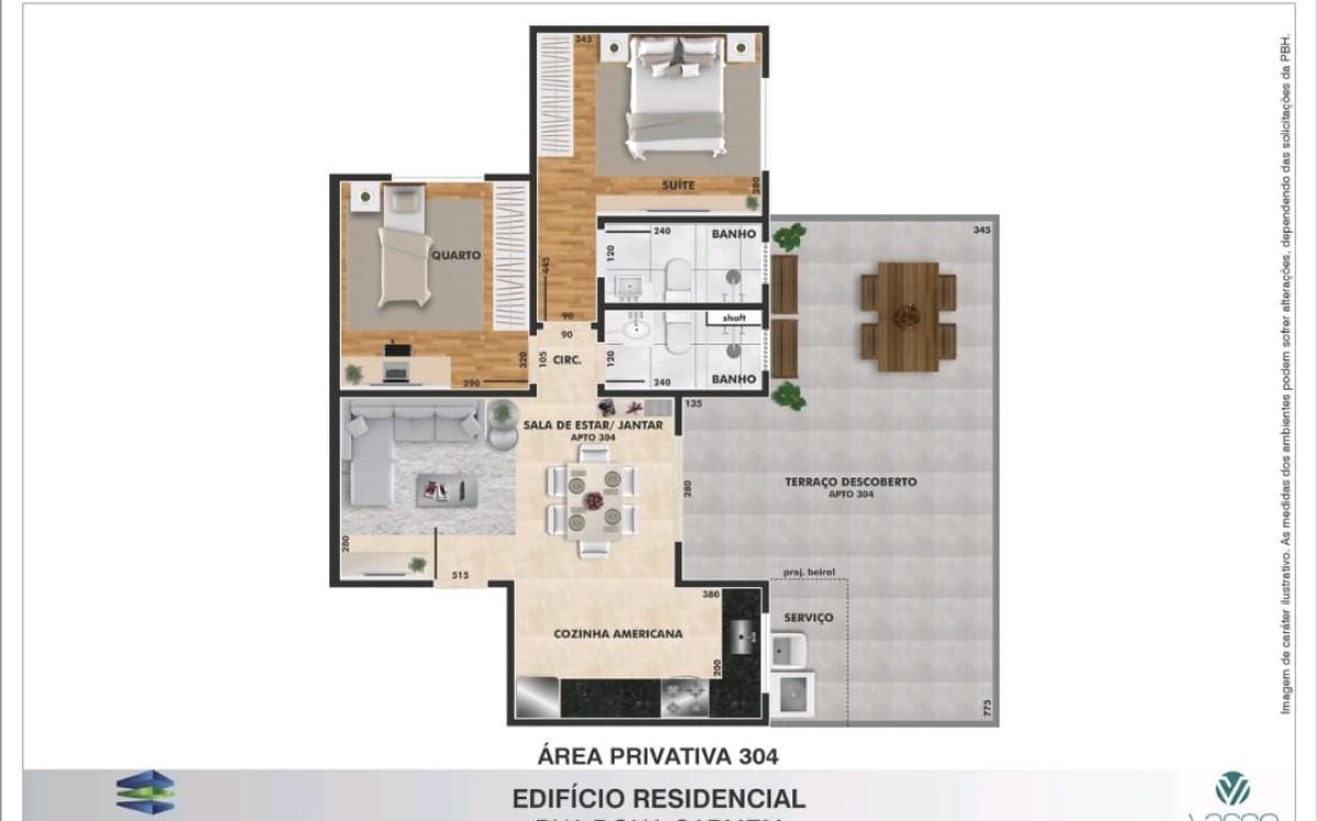 Cobertura, Santa Terezinha, 2 Quartos, 3 Vagas, 2 Suítes