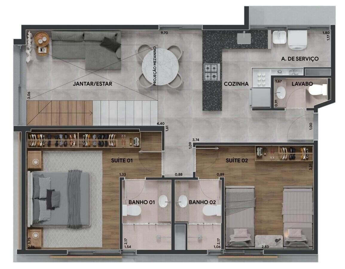 Apartamento, Serra, 2 Quartos, 2 Vagas, 2 Suítes