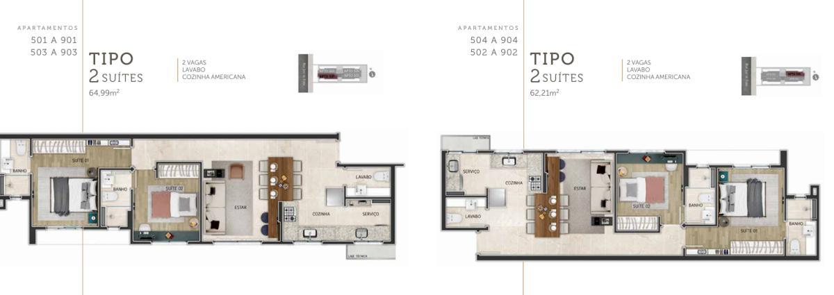 Apartamento, Santo Agostinho, 2 Quartos, 2 Vagas