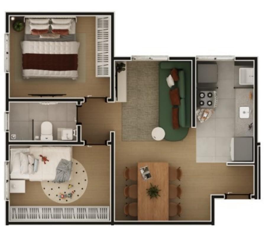 Apartamento, Boa Esperança, 2 Quartos, 1 Vaga