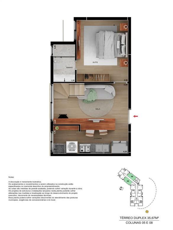 Apartamento, Serra, 1 Quarto, 0 Vaga, 1 Suíte