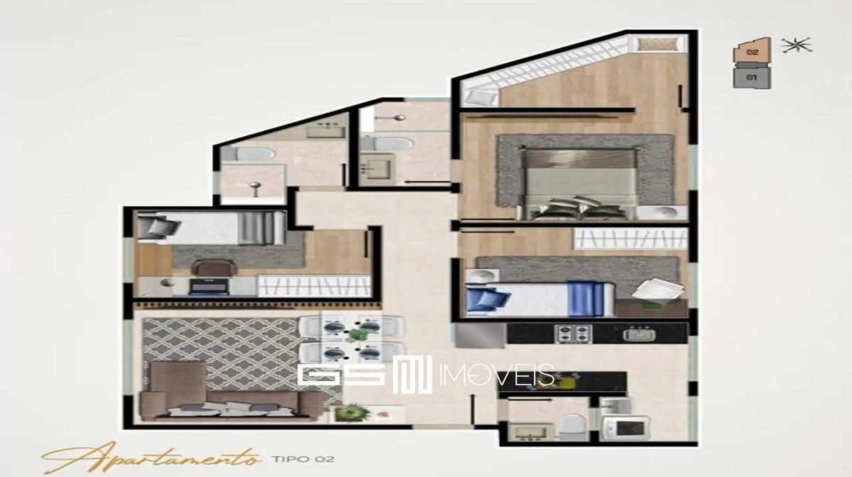 Apartamento, Vila Paris, 2 Quartos, 2 Vagas, 1 Suíte
