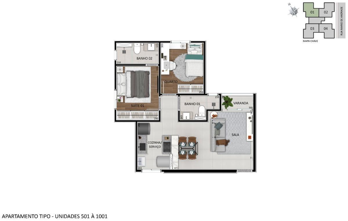 Apartamento, Santa Branca, 2 Quartos, 2 Vagas, 1 Suíte