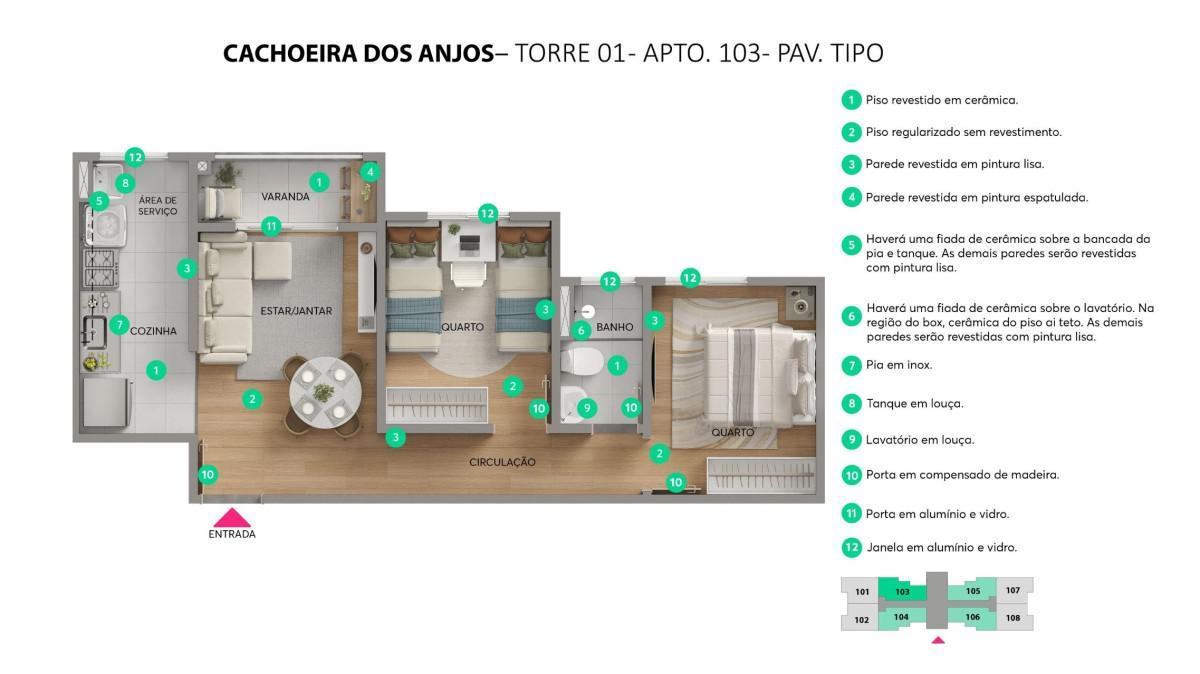 Apartamento, Brasiléia, 2 Quartos, 1 Vaga