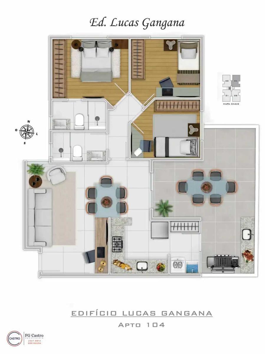 Apartamento, Cidade Nova, 3 Quartos, 2 Vagas, 1 Suíte