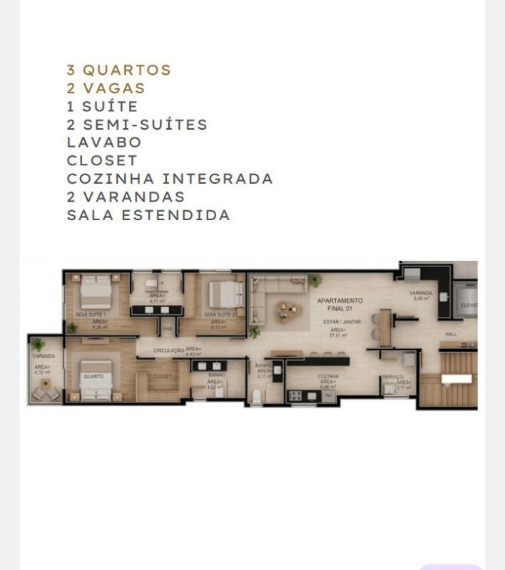 Apartamento, Calafate, 3 Quartos, 3 Vagas, 2 Suítes