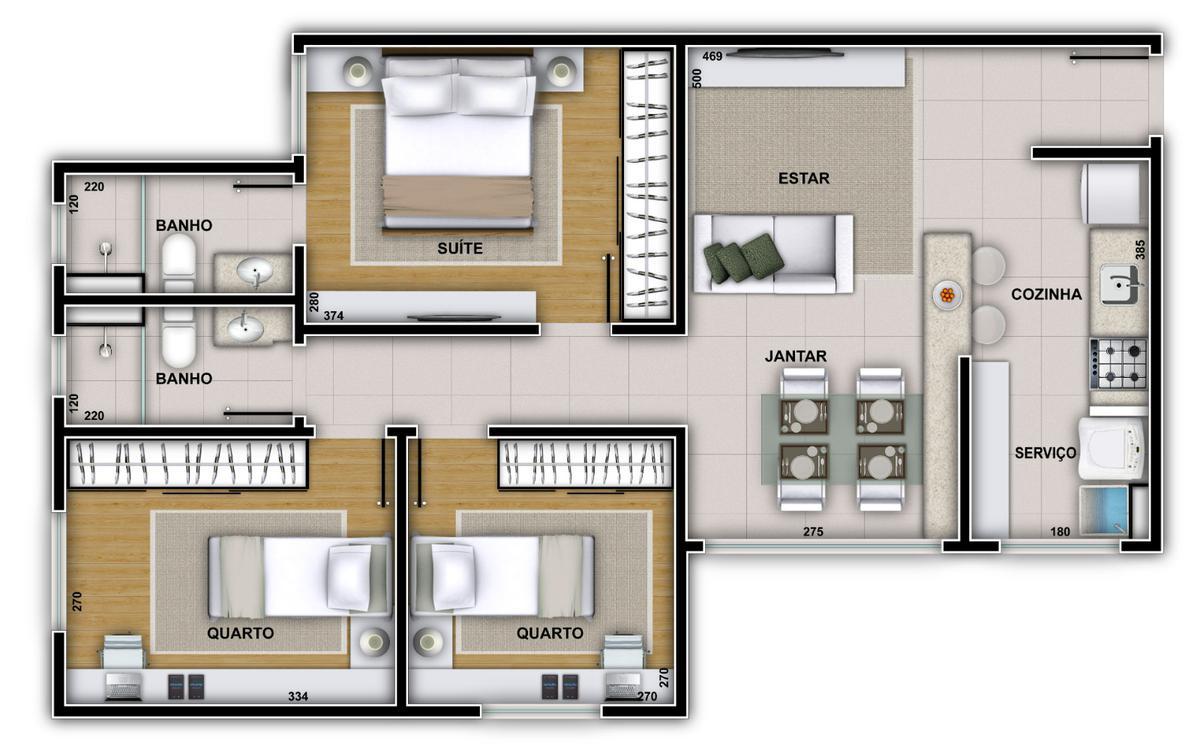 Apartamento, Serra, 3 Quartos, 2 Vagas, 1 Suíte