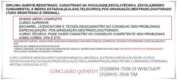 Graduação Total! Bacharel,licenciatutra e Tecnólogo(035)992098837