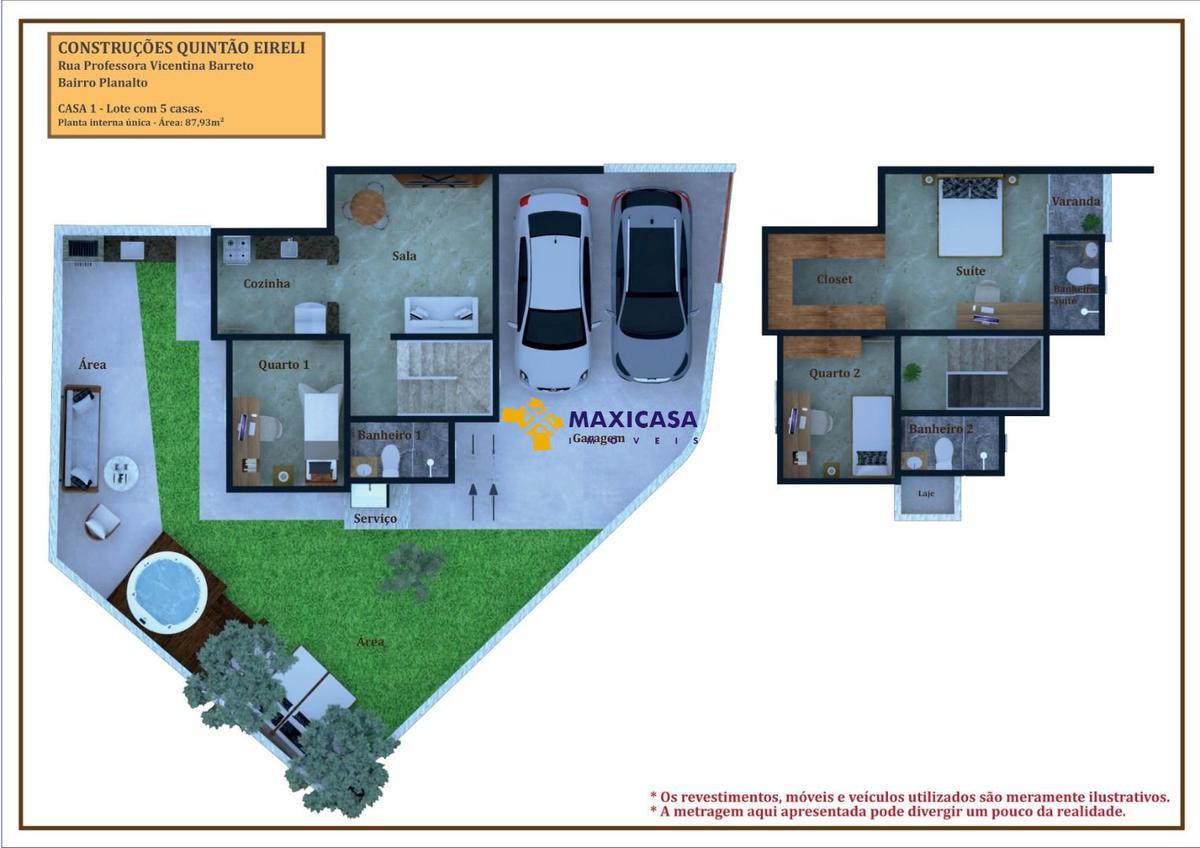 Casa, Planalto, 3 Quartos, 1 Vaga, 1 Suíte