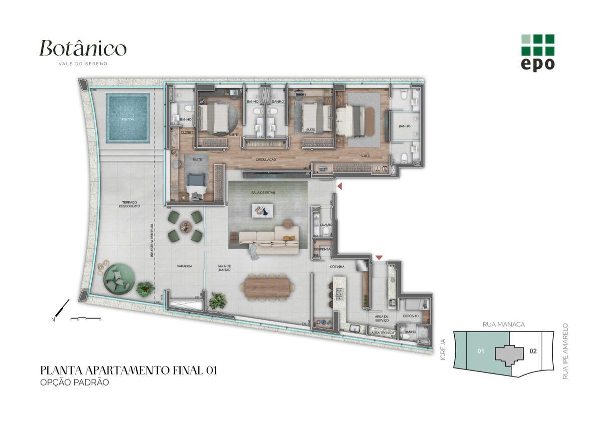 Apartamento, Vale do Sereno, 4 Quartos, 3 Vagas