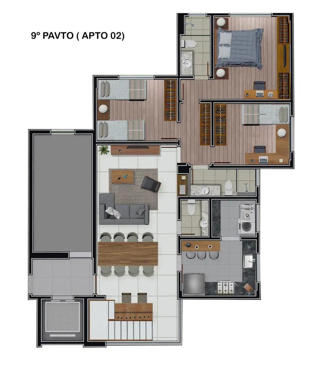 Apartamento, Caiçaras, 3 Quartos, 1 Vaga, 1 Suíte