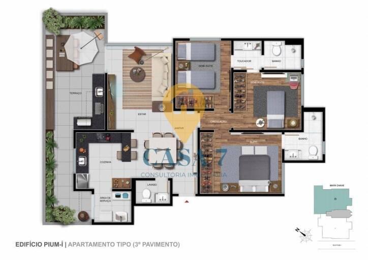 Apartamento, Cruzeiro, 3 Quartos, 0 Vaga, 1 Suíte