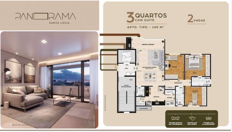 Apartamento, Santa Lúcia, 3 Quartos, 2 Vagas, 1 Suíte