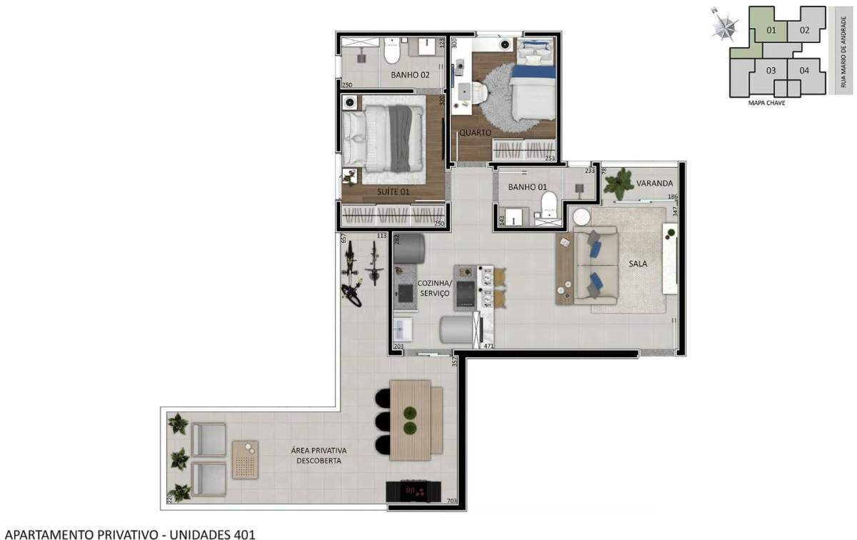 Apartamento, Santa Branca, 2 Quartos, 1 Vaga, 1 Suíte