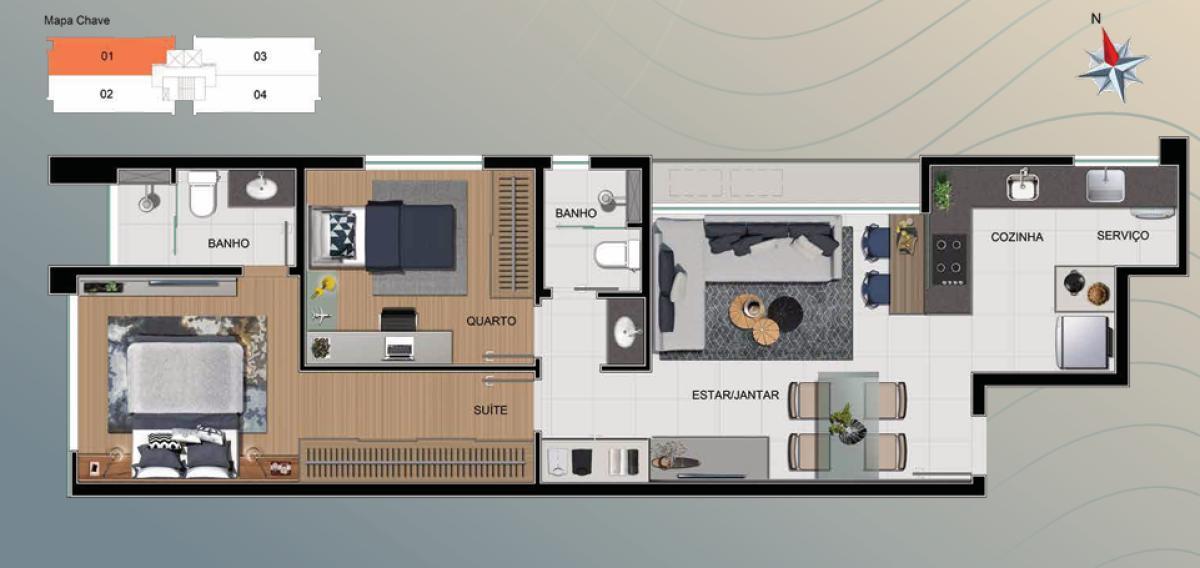 Apartamento, Lourdes, 2 Quartos, 2 Vagas, 1 Suíte