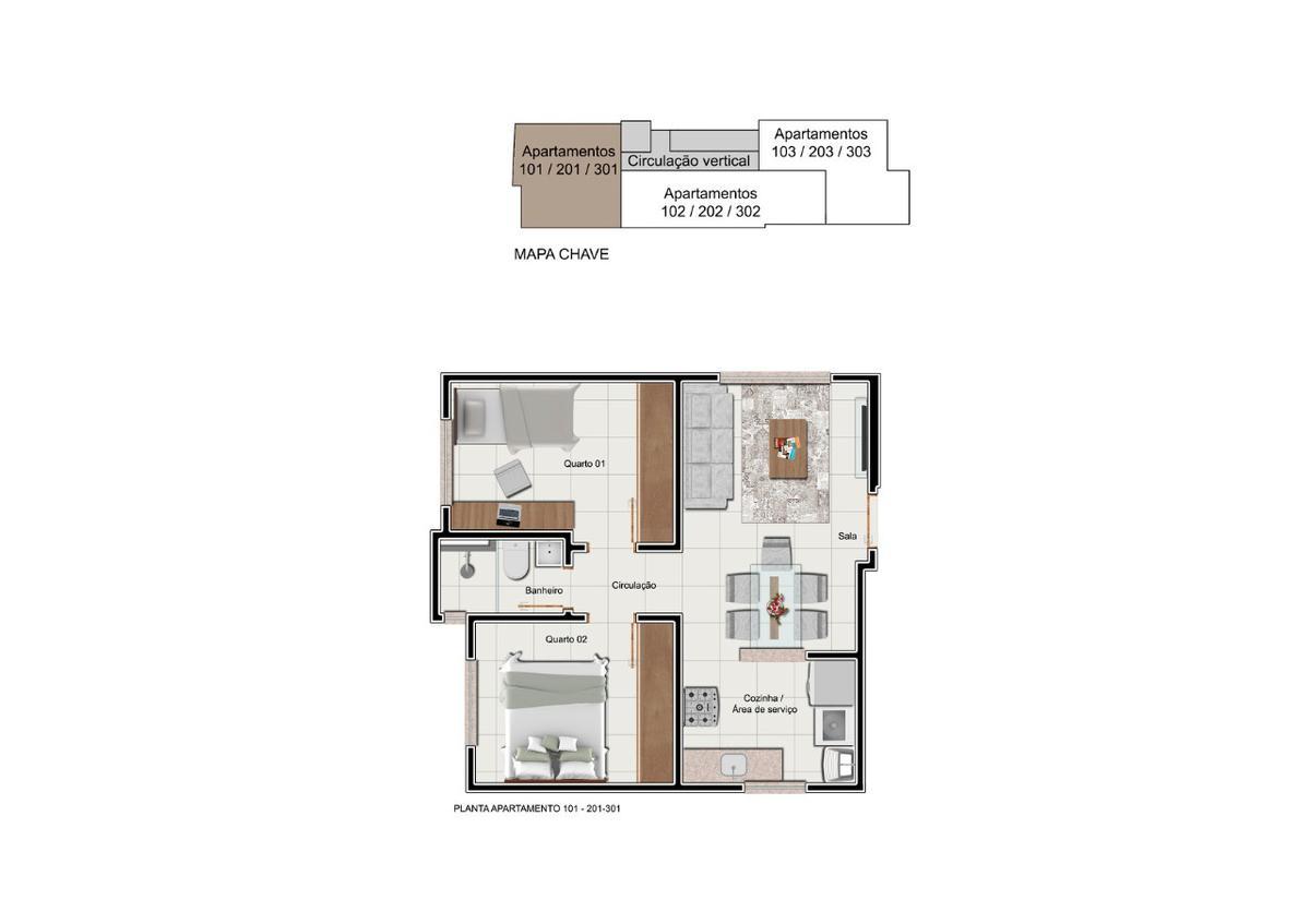 Apartamento, Caiçaras, 2 Quartos, 1 Vaga