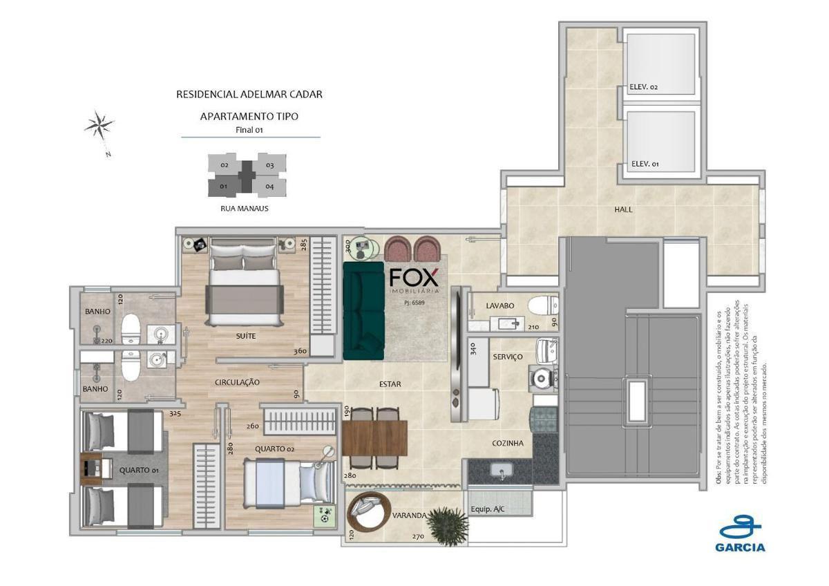 Apartamento, Funcionários, 3 Quartos, 2 Vagas, 1 Suíte