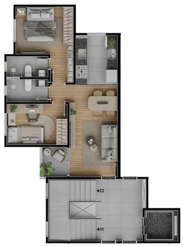Apartamento, Aparecida, 2 Quartos, 1 Vaga, 1 Suíte