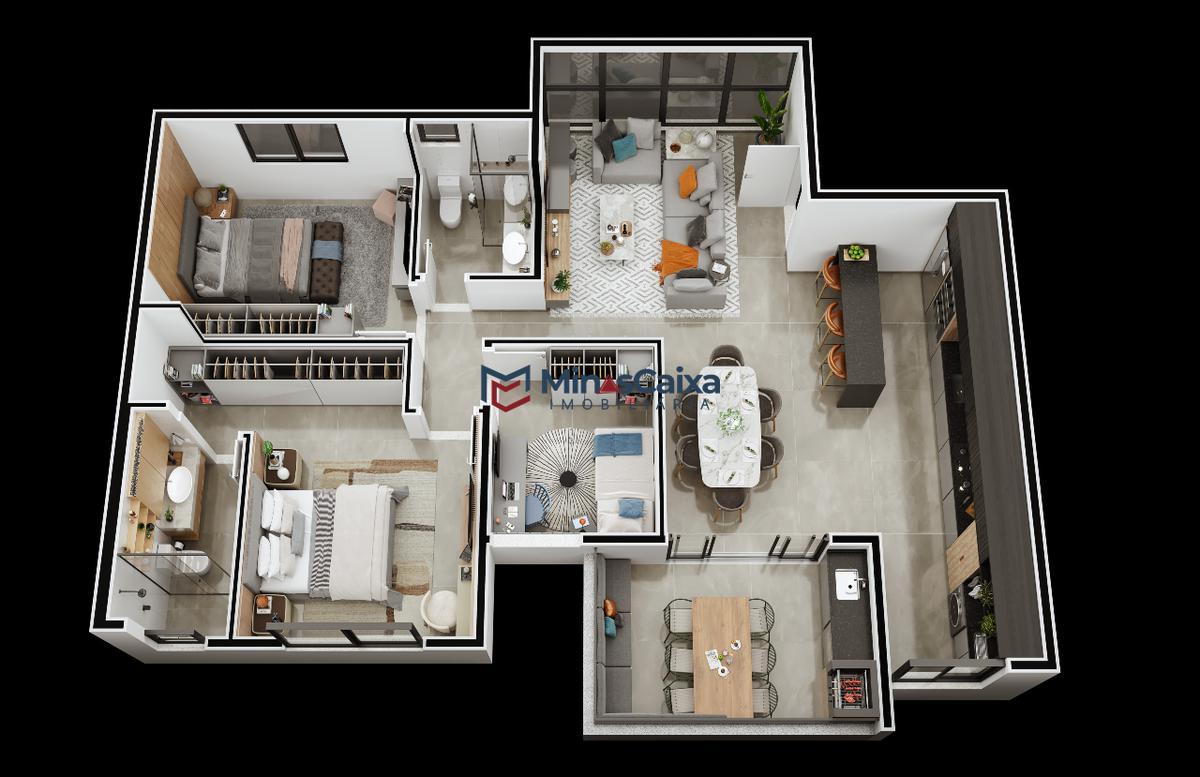 Apartamento, Iguaçu, 3 Quartos, 2 Vagas, 1 Suíte