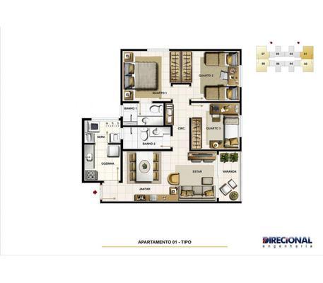 Apartamento, Cinquentenário, 3 Quartos, 1 Vaga, 1 Suíte