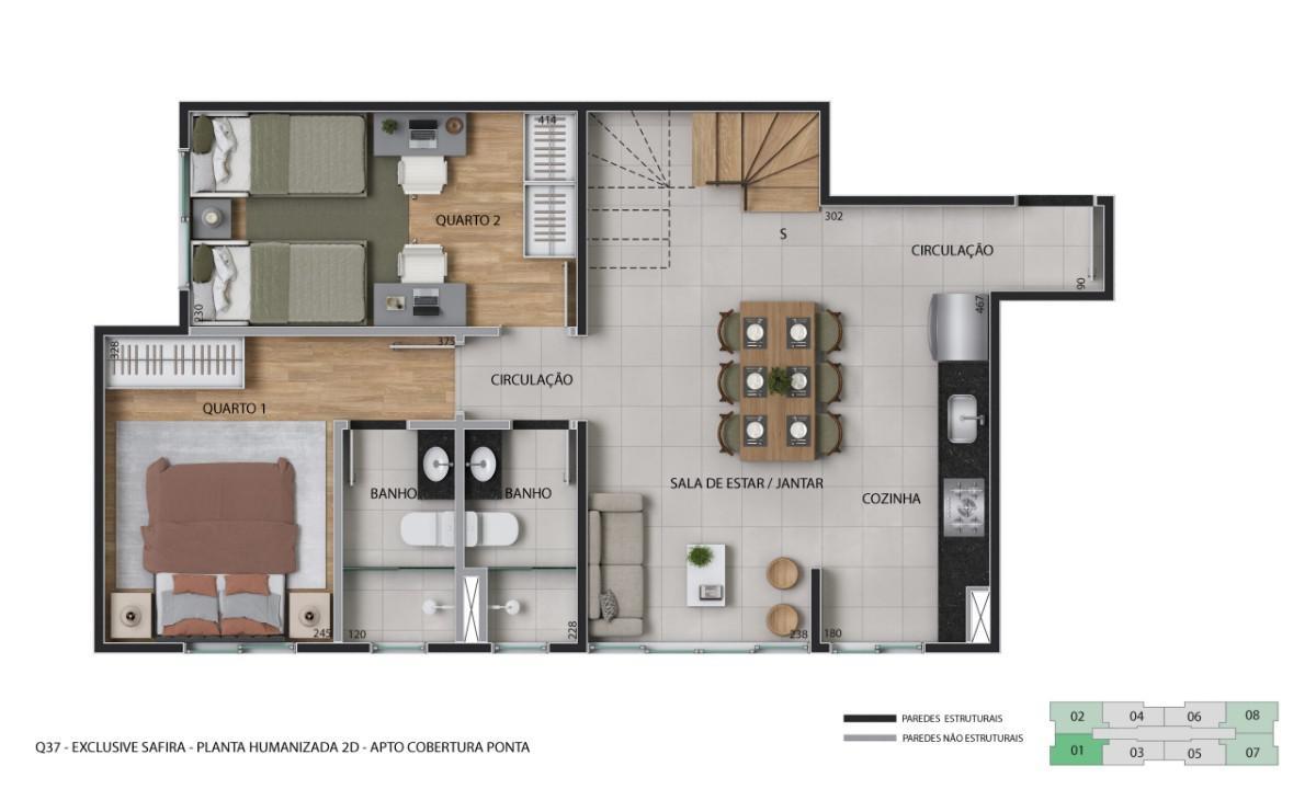 Apartamento, Três Barras, 0 Quarto, 1 Vaga