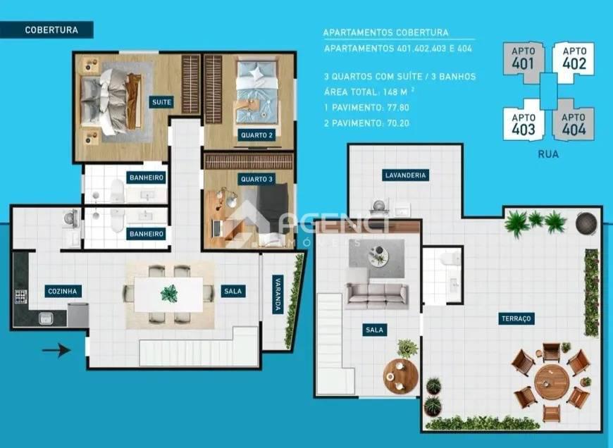 Apartamento, Cabral, 3 Quartos, 0 Vaga, 1 Suíte