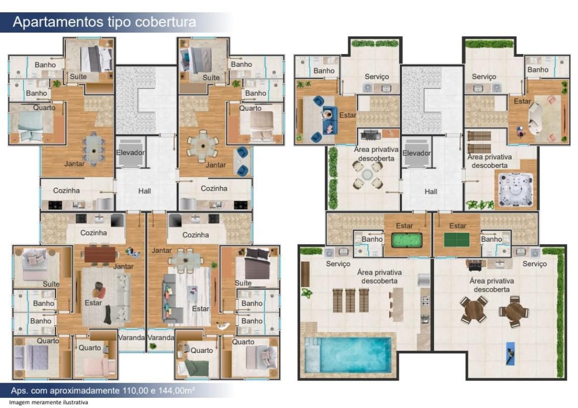 Cobertura, Miramar (barreiro), 2 Quartos, 2 Vagas, 1 Suíte
