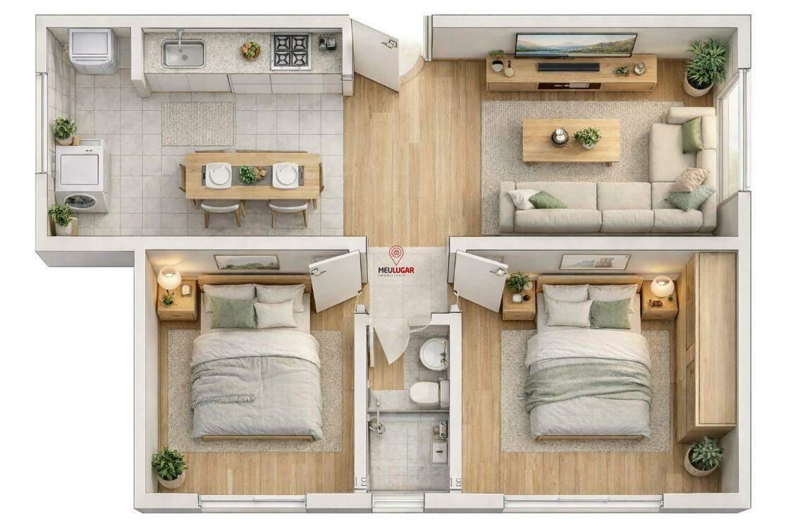 Apartamento, Eldorado, 2 Quartos, 1 Vaga