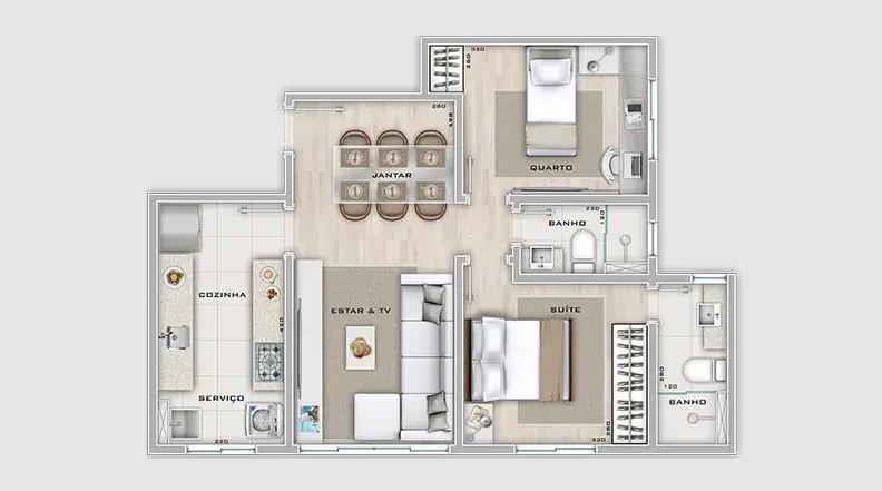 Apartamento, São Lucas, 2 Quartos, 1 Vaga, 1 Suíte