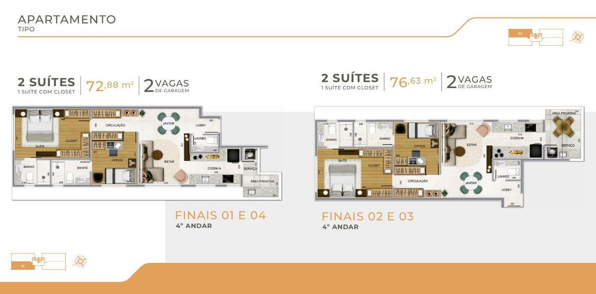 Apartamento, Funcionários, 2 Quartos, 2 Vagas, 1 Suíte