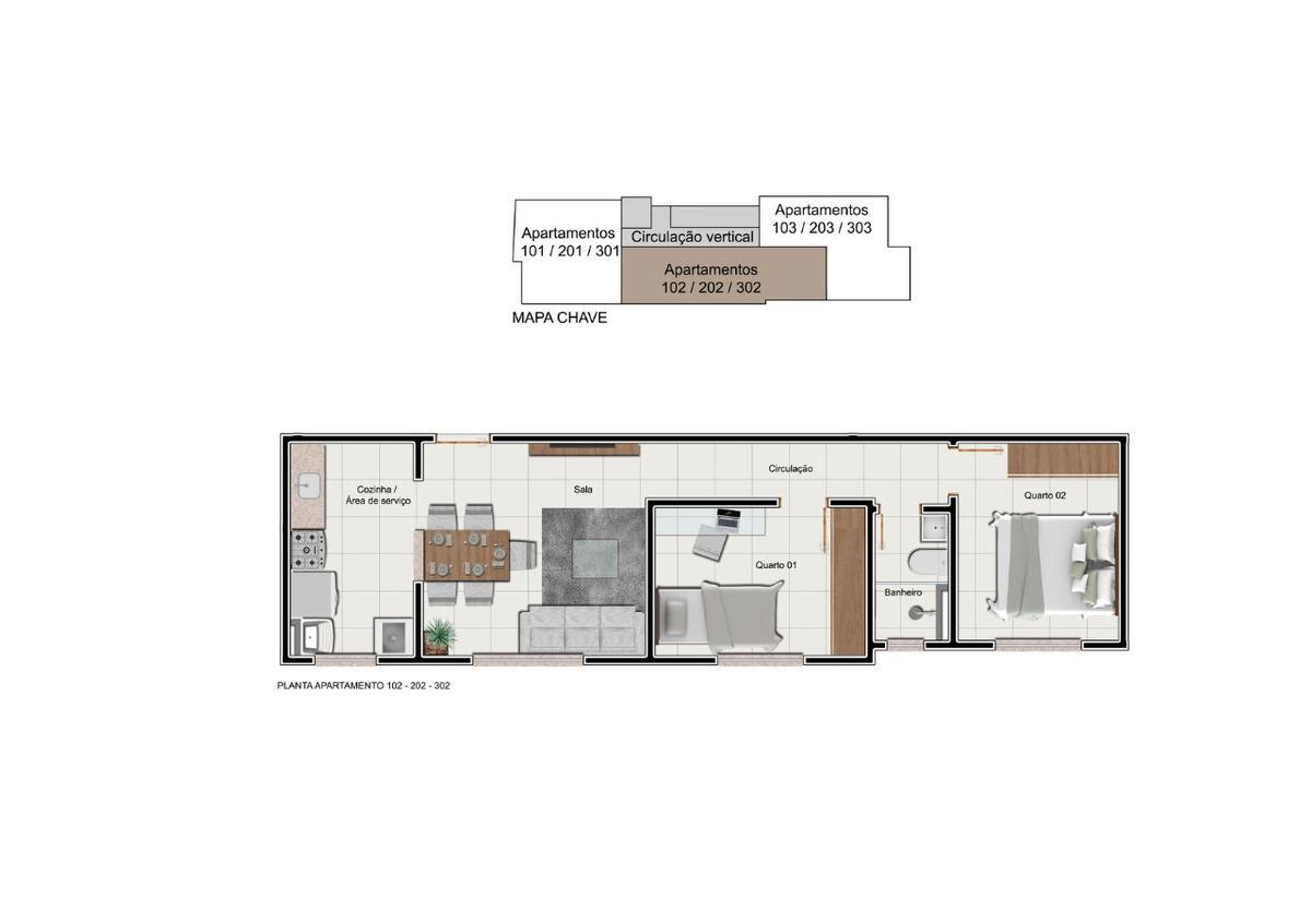 Apartamento, Caiçaras, 2 Quartos, 1 Vaga